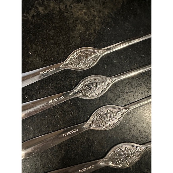 Rococo Lobster Cocktail Seafood Forks Utensils Set of 4 Stainless Steel - Picture 3 of 5